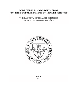 Code of Rules and Regulations for the Doctoral School of Health Sciences