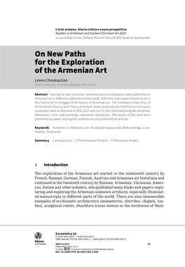 On New Paths for the Exploration of the Armenian Art Levon Chookaszian State University, Yerevan, Republic of Armenia