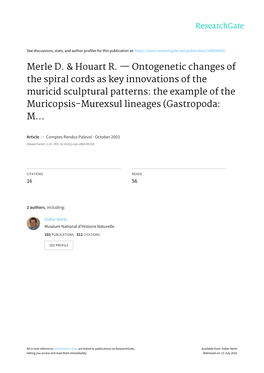Merle D. & Houart R. — Ontogenetic Changes of the Spiral Cords As Key