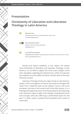 Presentation Christianity of Liberation and Liberation Theology in Latin America