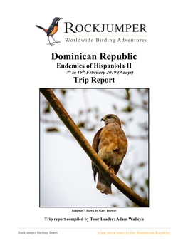 Dominican Republic Endemics of Hispaniola II 7Th to 15Th February 2019 (9 Days) Trip Report