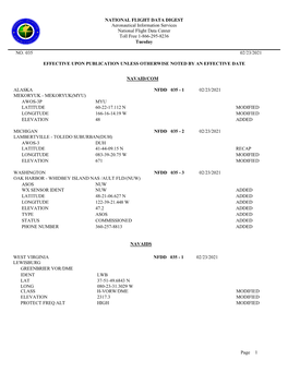 Page 1 NATIONAL FLIGHT DATA DIGEST Aeronautical Information