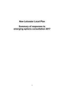 Summary of Responses to Emerging Options Consultation 2017