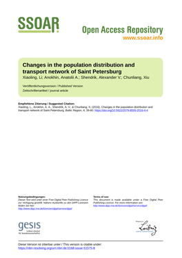 Changes in the Population Distribution and Transport Network of Saint Petersburg Xiaoling, Li; Anokhin, Anatolii A.; Shendrik, Alexander V.; Chunliang, Xiu