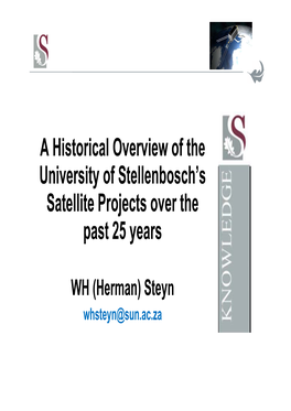 A Historical Overview of the University of Stellenbosch's Satellite Projects