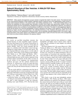 Subunit Structure of Gas Vesicles: a MALDI-TOF Mass Spectrometry Study