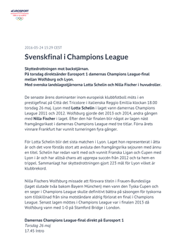 Svenskfinal I Champions League
