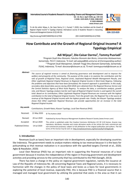 How Contribute and the Growth of Regional Original Income?