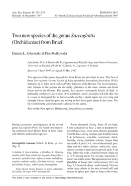 Two New Species of the Genus Sarcoglottis (Orchidaceae) from Brazil