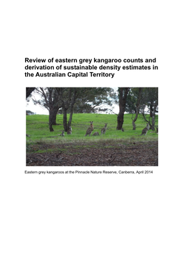 Review of Eastern Grey Kangaroo Counts and Derivation of Sustainable Density Estimates in the Australian Capital Territory
