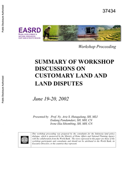 Workshop Proceeding SUMMARY OF