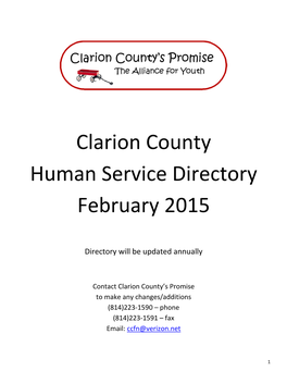 Clarion County Human Service Directory February 2015