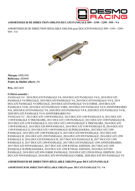 Amortisseur De Direction Ohlins Ducati Panigale 899 - 1199 - 1299 - 959 - V4