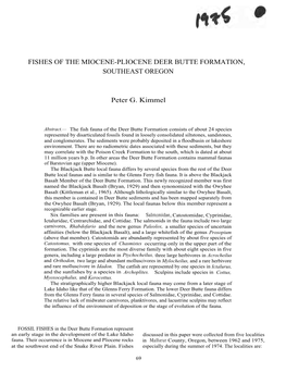 Fishes of the Miocene-Pliocene Deer Butte Formation, Southeast Oregon