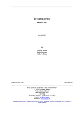 Economic Review Spring 2007 Spring Review Economic Percentage Balance Percentage -1000