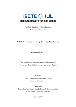 A Antártida No Espaço Geopolítico Do Atlântico Sul Vanessa Luís