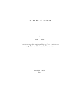 PROOFS YOU CAN COUNT on by Helen K. Jenne a Thesis Submitted