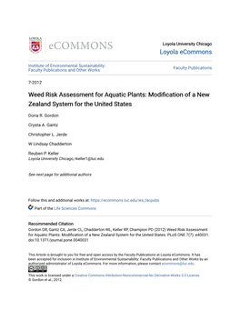 Weed Risk Assessment for Aquatic Plants: Modification of a New Zealand System for the United States