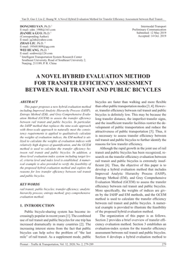 A Novel Hybrid Evaluation Method for Transfer Efficiency Assessment Between Rail Transit