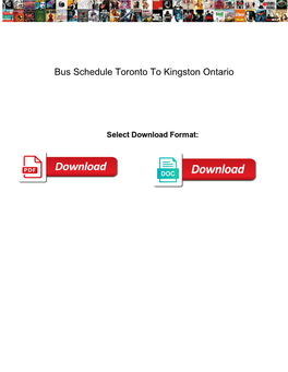 Bus Schedule Toronto to Kingston Ontario