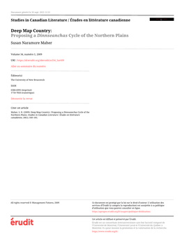 Deep Map Country:: Proposing a Dinnseanchas Cycle of the Northern Plains