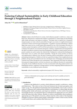 Fostering Cultural Sustainability in Early Childhood Education Through a Neighbourhood Project