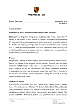Press Release January 21, 2013 No