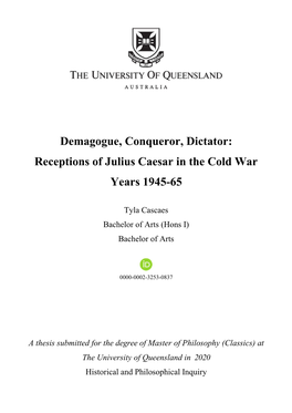 Receptions of Julius Caesar in the Cold War Years 1945-65