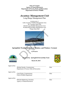 Ascutney Management Unit Long Range Management Plan