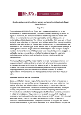 Draft Case Study on Egypt