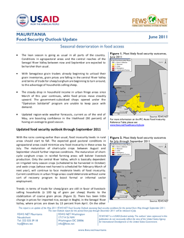 MAURITANIA Food Security Outlook Update June 2011 Seasonal