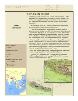 The Chepang of Nepal the Chepang People Live at the Outer Foothills of the Himalayas