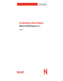Zenworks Mobile Management 3.1.X Functionality by Device Platform