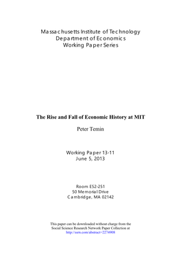 The Rise and Fall of Economic History at MIT