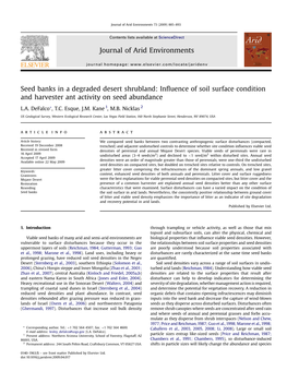 Seed Banks in a Degraded Desert Shrubland: Inﬂuence of Soil Surface Condition and Harvester Ant Activity on Seed Abundance