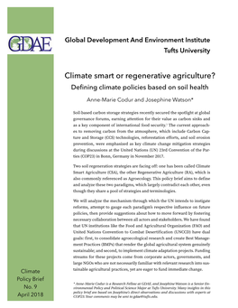 Climate Smart Or Regenerative Agriculture? Defining Climate Policies Based on Soil Health