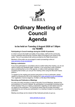 Agenda of Ordinary Council Meeting