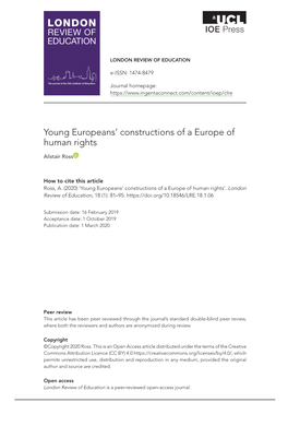 Young Europeans' Constructions of a Europe of Human Rights