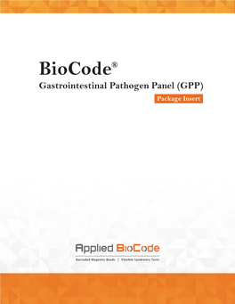 Biocode® Gastrointestinal Pathogen Panel (GPP) Package Insert