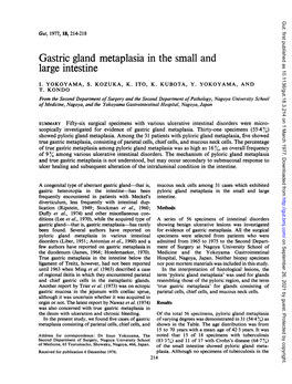 Gastric Gland Metaplasia in the Small and Large Intestine