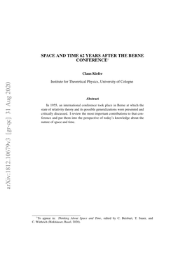 Space and Time 62 Years After the Berne Conference1