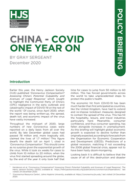 CHINA - COVID ONE YEAR on by GRAY SERGEANT December 2020