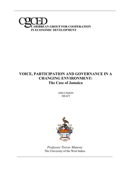 VOICE, PARTICIPATION and GOVERNANCE in a CHANGING ENVIRONMENT: the Case of Jamaica