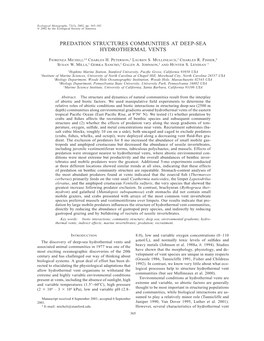 Predation Structures Communities at Deep-Sea Hydrothermal Vents