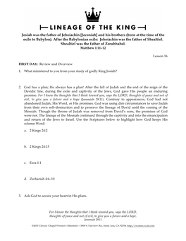 Lineage of the King Lesson 16-2