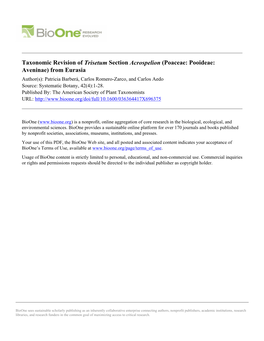 Taxonomic Revision of Trisetum Section Acrospelion