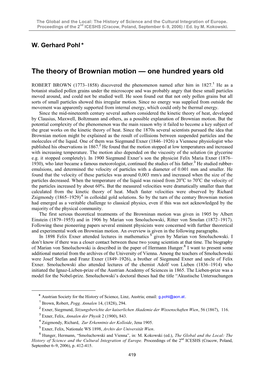 100 Years of the Theory of Brownian Motion