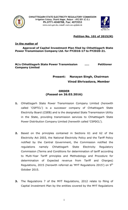 Approved CIP of CSPTCL for the Control