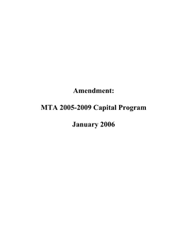 Amendment: MTA 2005-2009 Capital Program January 2006