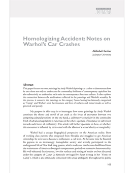 Homologizing Accident: Notes on Warhol's Car Crashes